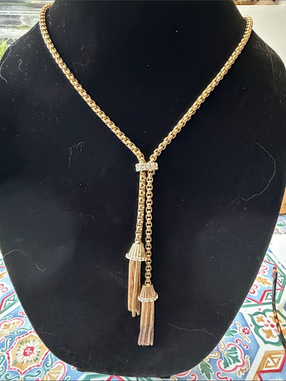 Gold Tassel Lariat Necklace - Elegant Women’s Jewelry